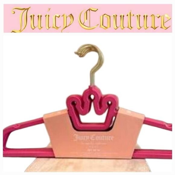 Juicy Couture Notched Shoulder Space Saving Crown Top Set of 20 Hangers- Pink - Picture 1 of 13